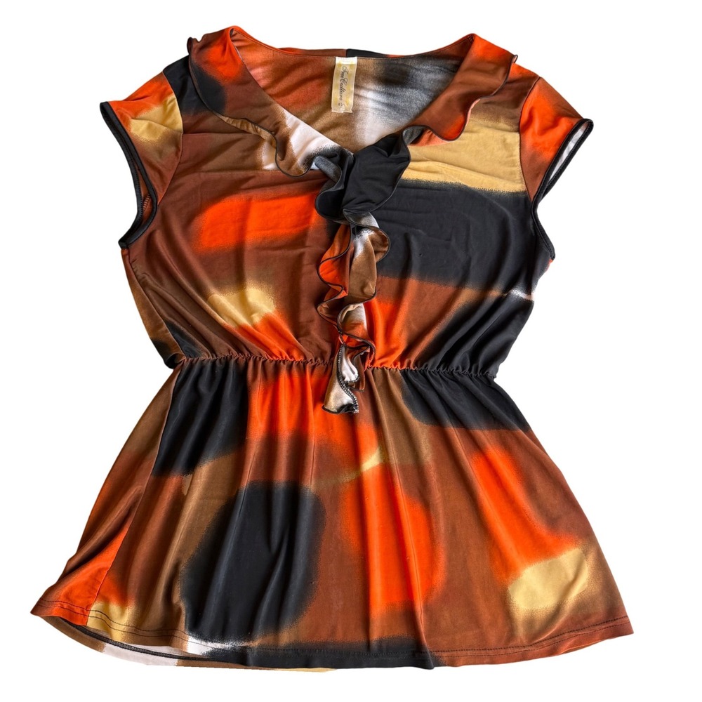 Free Culture‎ Tunic Top Abstract Print Y2K Whimsigoth Retro Plus Size 1X Large